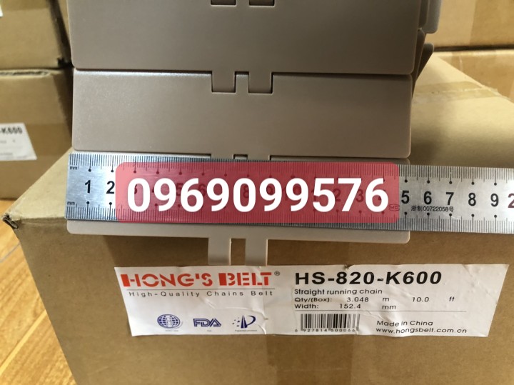 xích nhựa HONGSBELT HS 820K600, băng tải inox, băng tải nhựa, xích inox, hongsbelt